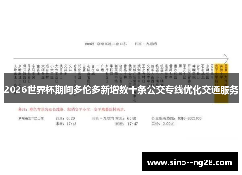 2026世界杯期间多伦多新增数十条公交专线优化交通服务